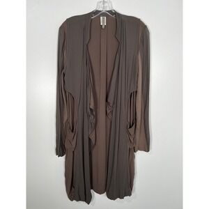 XCVI Brown Boho Rayon Draped Open Front Layered Cardigan Jacket Small